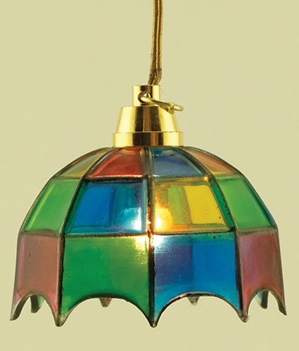 Dollhouse Miniature Tiffany Hanging Lamp, Colored